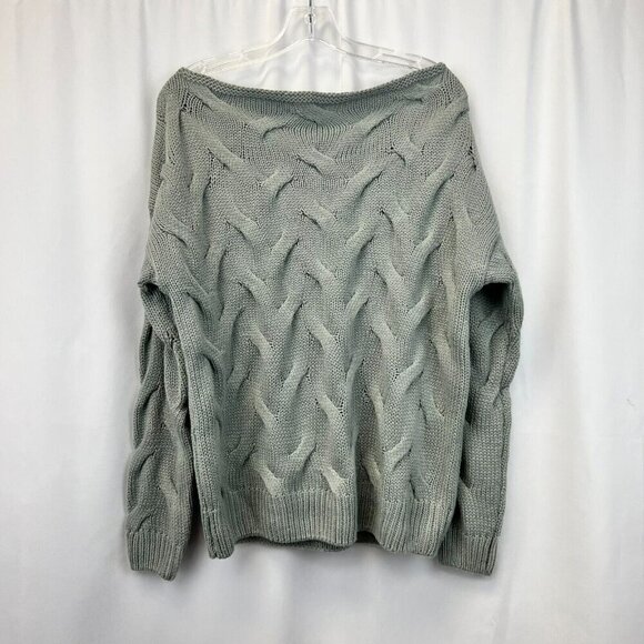 Macaron Womens Gray Knitted Long Sleeve Boat Neck Pullover Sweater Size Small - Picture 4 of 7